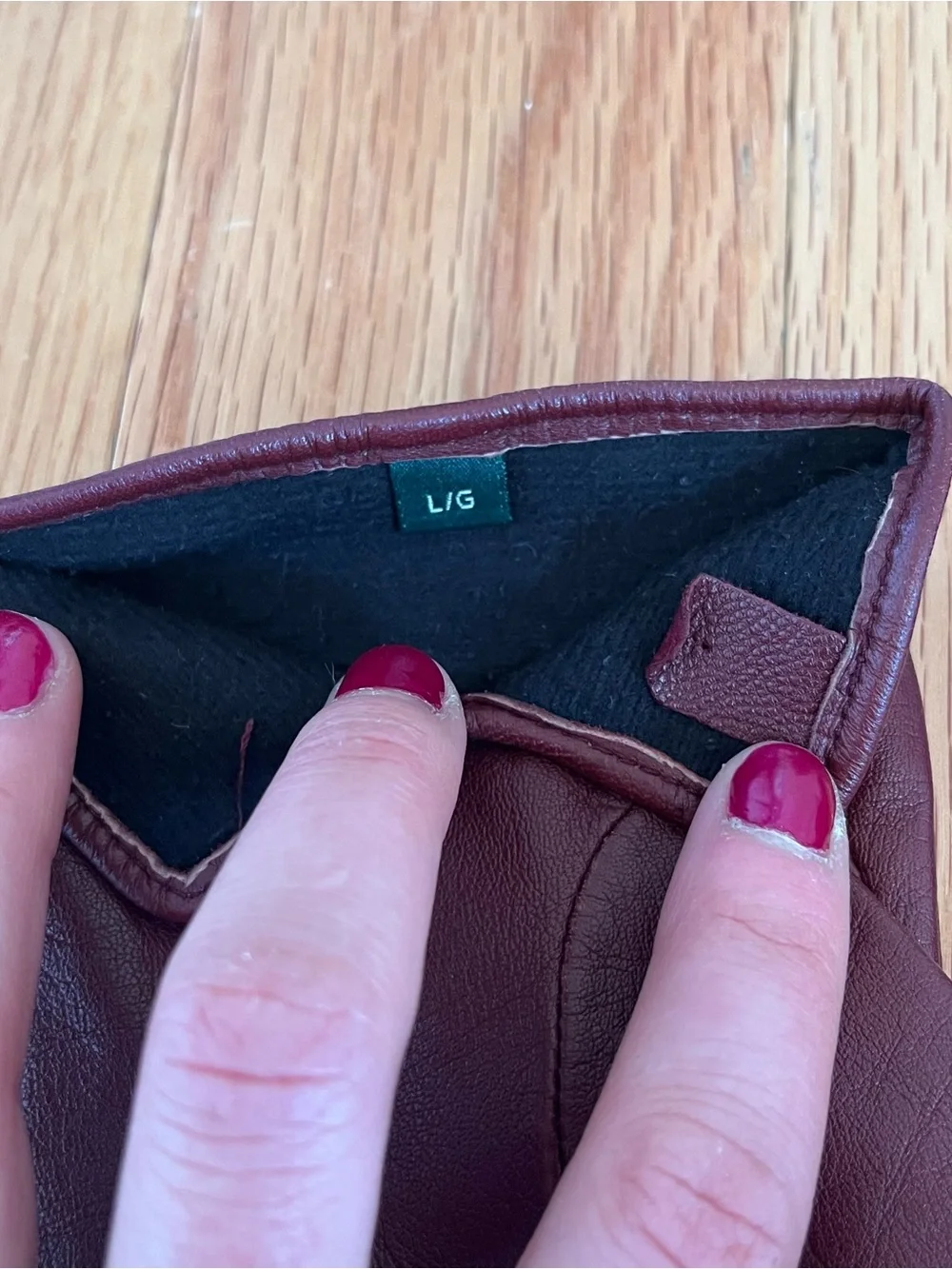 Ralph Lauren Burgundy Leather Gloves Monogram Old Money Preppy Women’s L